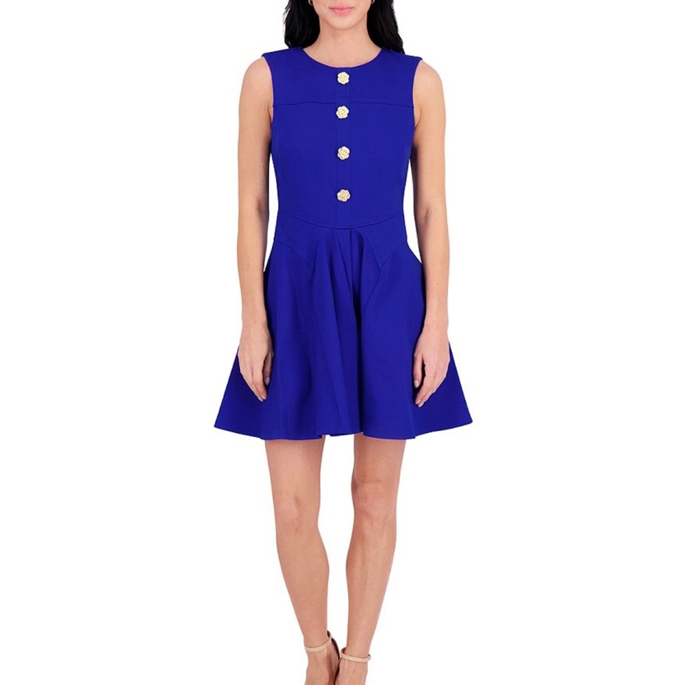 Kensie Royal Blue Button-Front Mini Dress